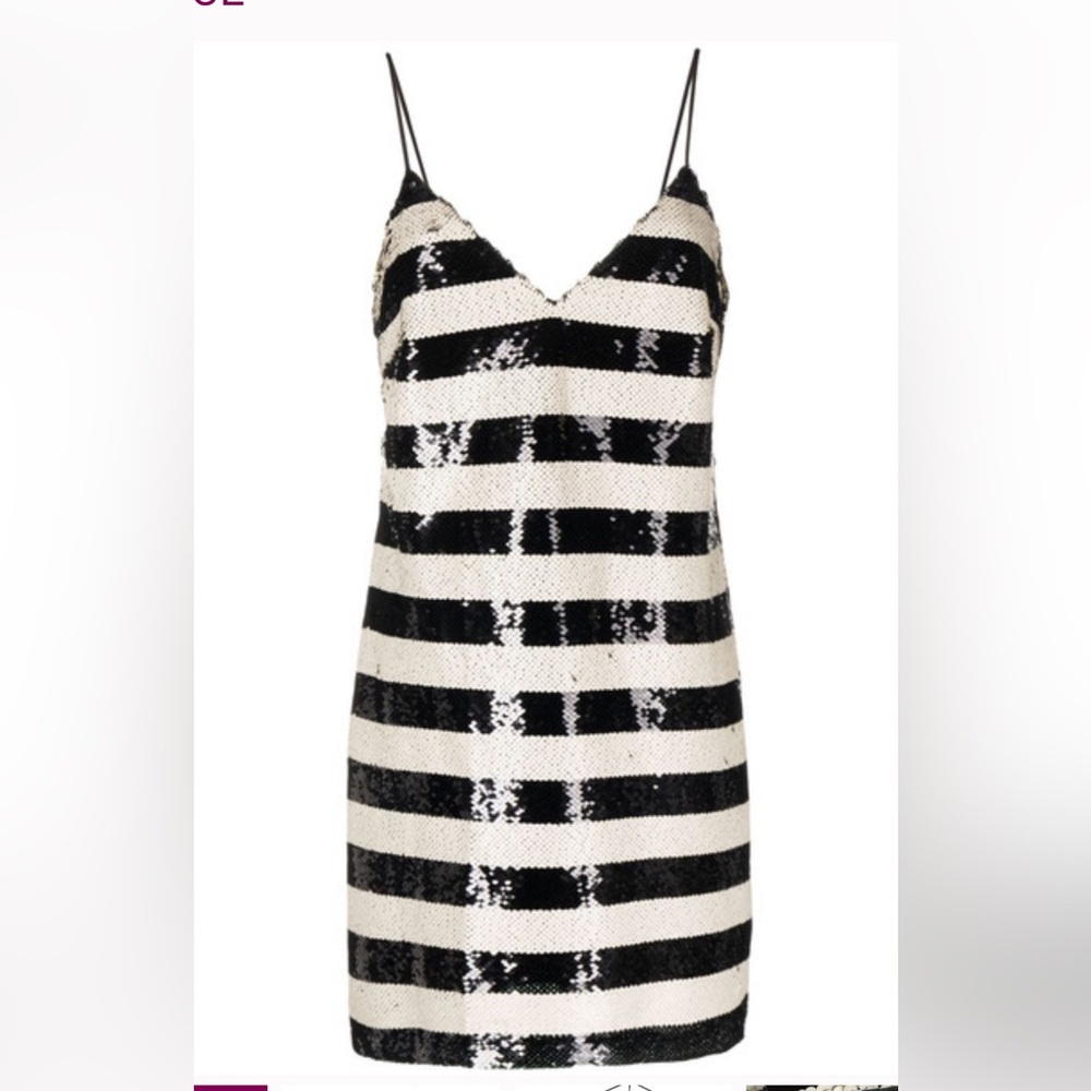 L'AGENCE Black and White Sequin Mini Dress